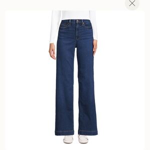 Lands End Women's Petite Recover High Rise Wide Leg Blue Jeans size 14